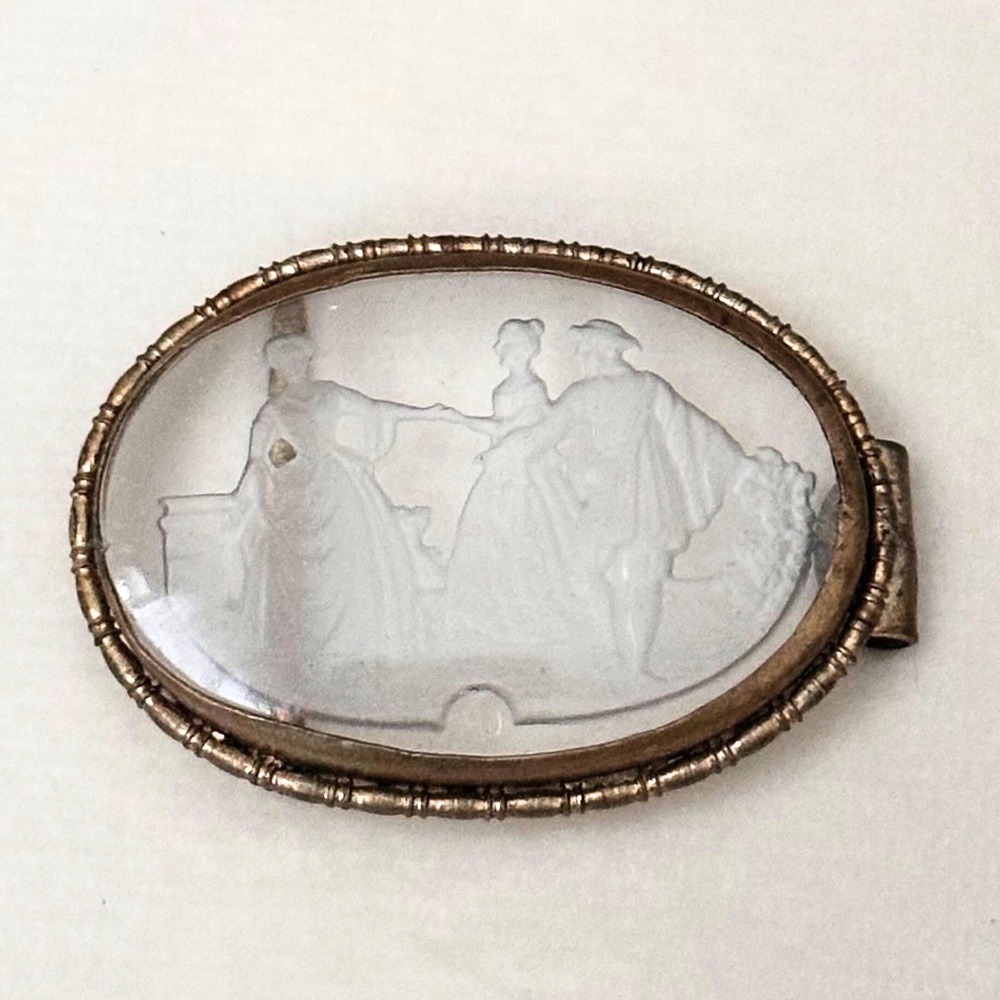 Antique Reverse Intaglio Cameo Belt Buckle